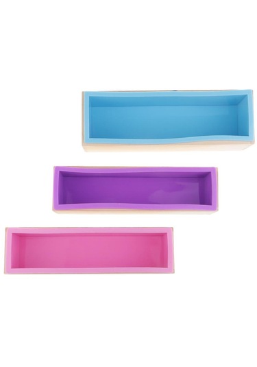 Suntek 3 Parça Dikdörtgen Silikon Sabun Somun Kalıp Ahşap Çok Renkli