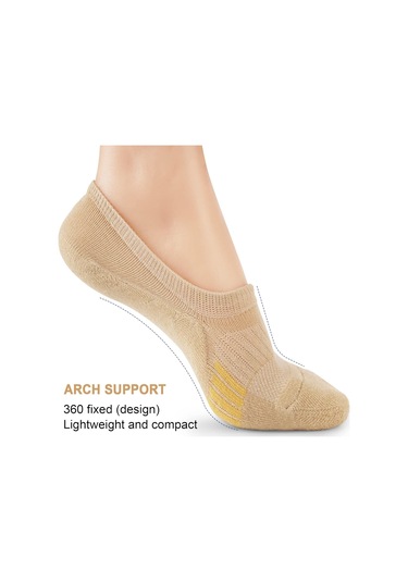 Geeksen Kadınlar İçin Spor Gizli Çoraplar - Yokuşsal Koşu Ve Egzersiz İçin Dürtü Emici, Nefes Alıcı 5'li Paket Kahverengi Kaki