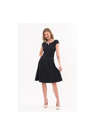 Apsen Kadın Siyah Yazlık Pile Detaylı Kısa Günlük Elbise 3901-100 Siyah