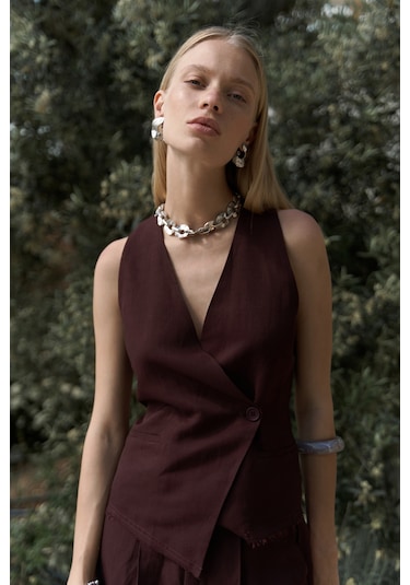 Nagmetah Sırt Pencereli Bordo Yelek Pantolon Takım Bordo