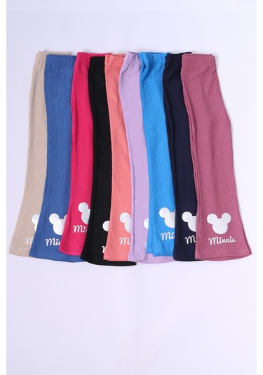 Kız Çocuk Tayt İspanyol Paça Karakter Nakışlı F15 Mavi