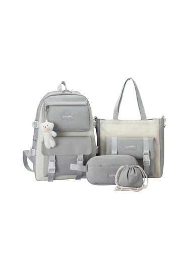 Fengdong 5 Adet/takım Genç Kızlar İçin Okul Çantaları Kalem Açık Vizon