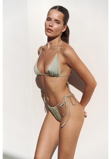 Cahya Bağlamalı Yeşil Bikini Altı Yeşil