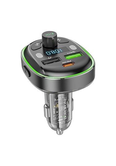 Borofone Bc47 Might Pd30w Qc3.0 Araba Bluetooth Fm Verici Metal Gri