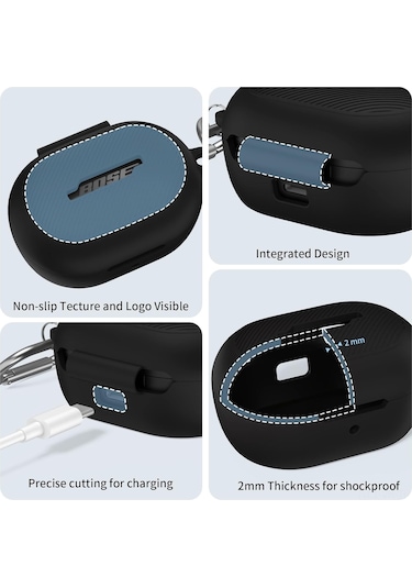 Vkemall Bose Quietcomfort Yeni Nesil Kulaklık İçin Silikon Korumalı Kılıf: Toz Engelleme Ve Kanca İle Siyah
