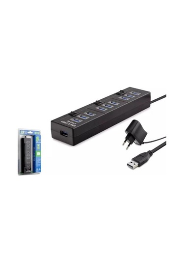 Hadron Hdx7005 Usb Hub 10-usb 1m Siyah Güç Adaptörlü