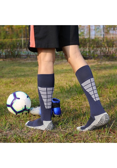 Folinda Uzun Bilek Futbol Çorabı - Nem Emici, Nemin Suyu Tutan, Kaymaz Altı - Lacivert M 35-39 Mavi