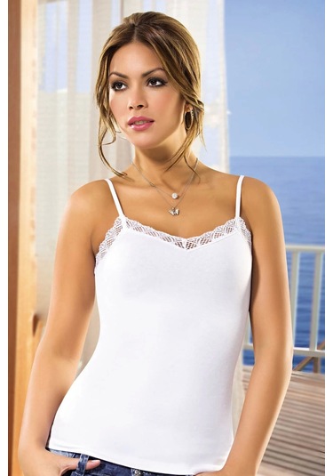 Bayan Askılı Dantelli Atlet 2174 Beyaz