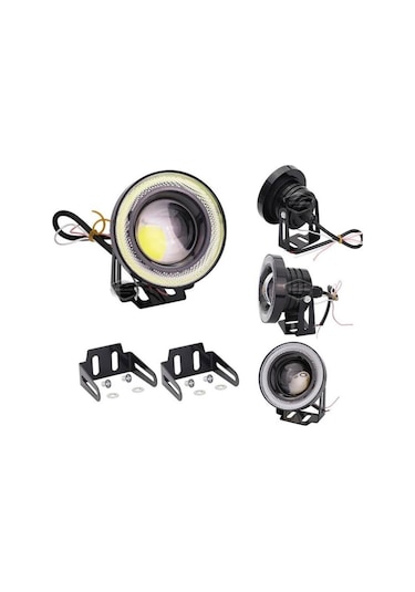 Ford Focus 3 2011-2014 Uyumlu Mercekli Angel Sis Farı Metal Su Geçirmez 76 Mm Beyaz Halkalı Gündüz Far Angel Eyes 2 Adet