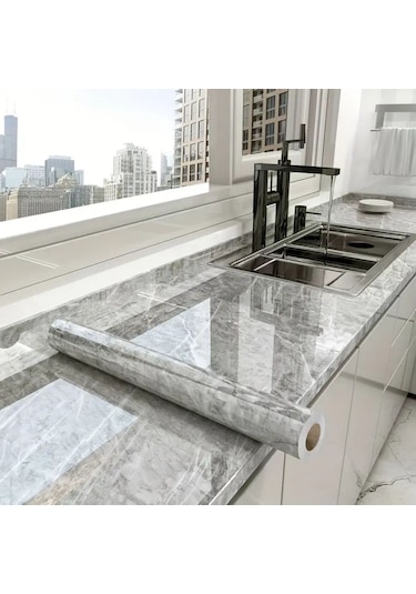 Mermer Desenli Sticker Folyo Atina Grisi 60cm 5mt 5332