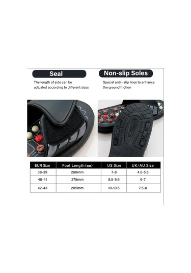 Lichen Refleksoloji Ayak Masajı, Masaj Terliği Sandalet, Siyah