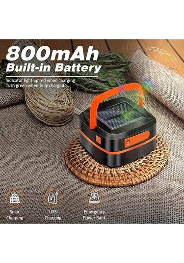 Brightnova Orange Solar Kamp Lambası Katlanabilir Şarj Edilebilir Led Taşınabilir Usb Acil Durum Telefon Şarj Aleti Çadır Işık Hiking Altın