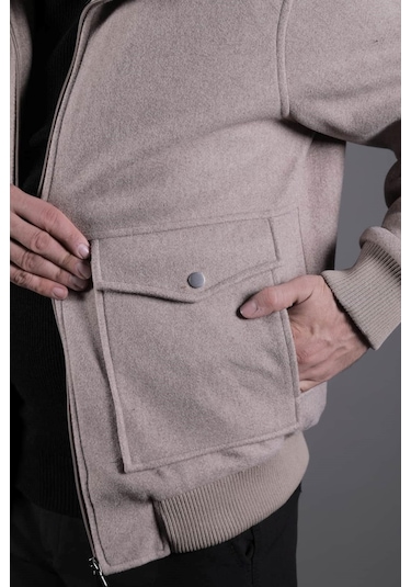 Ohepmoda Torba Cepli Ribanalı Erkek Kaşe Kaban Mont Vizon
