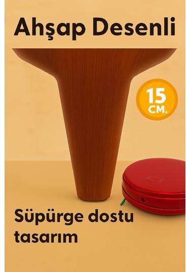 Aspen Mobilya Ayağı 15 Cm Ahşap Desenli Kanepe Koltuk Tv Ünitesi Baza Uyumlu Kahverengi