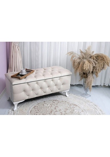 Ultra Lüks Ayak Ucu Sandıklı Puf Bench Kahve