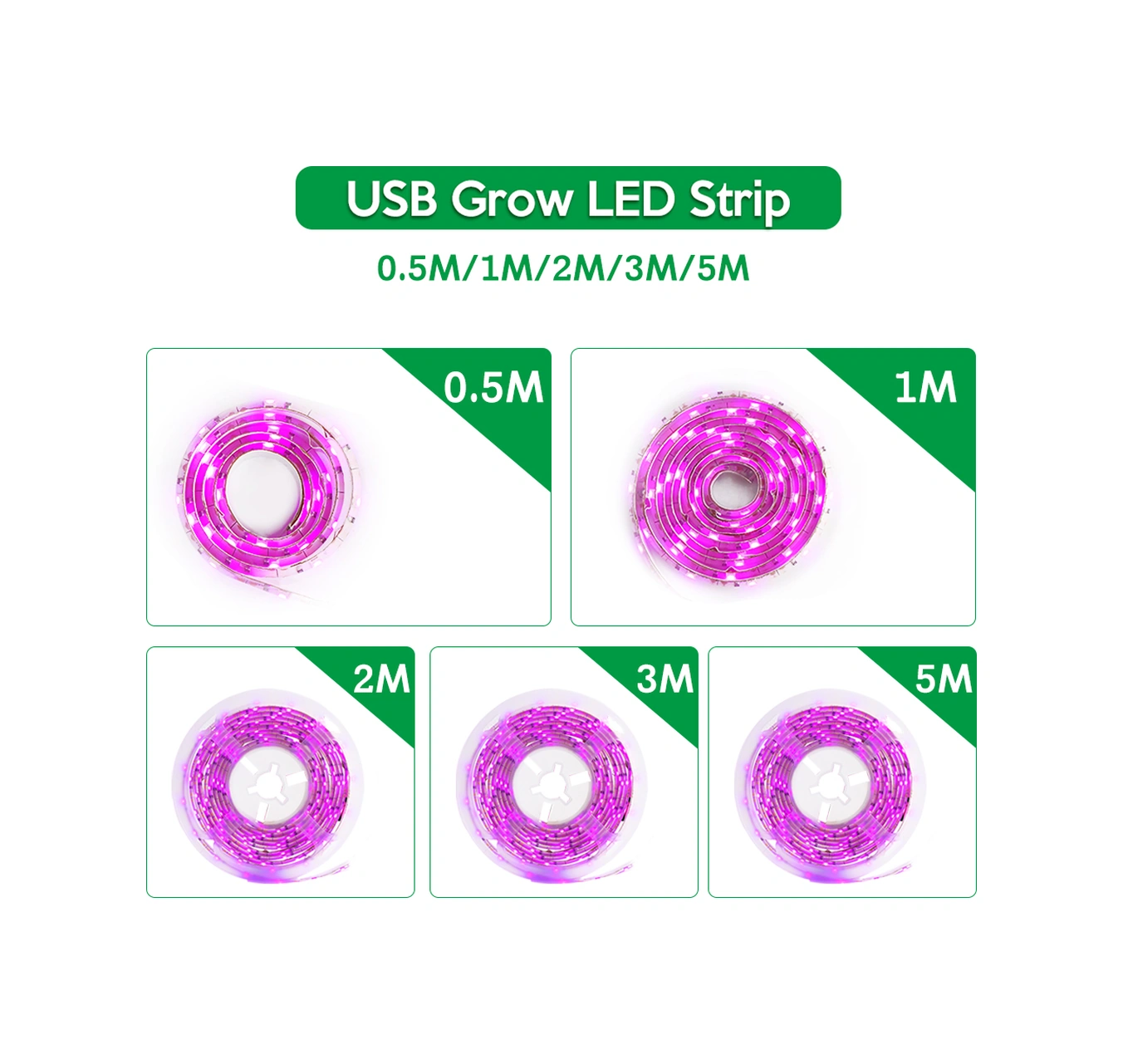 Skycity Usb 5v Tam Spektrum 2835 Smd Led Bitki Işık Şeridi, 2m Uzunluk, Ip65 Su Geçirmez, 30000+ Saat Ömür, Dıy Uyumlu Gösterildiği Gibi