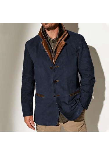 Retro Moda Şık Gündelik Erkek Ceket Lacivert