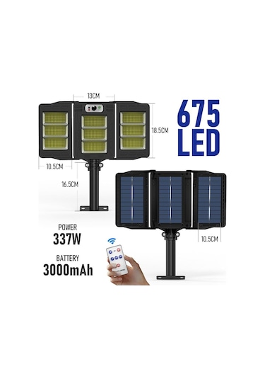 Technojet 675Ledli Solar Bahçe Aydınlatması Projektör Sokak Lamba