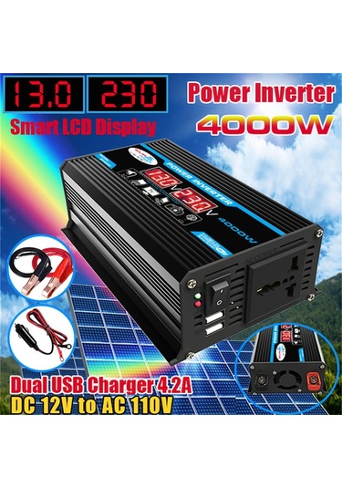 Besthome1 4000w Araç Çevirici - 2 Usb Portlu Akıllı Dijital Invertör, Led Ekranlı, 12v-220v Dönüştürücü
