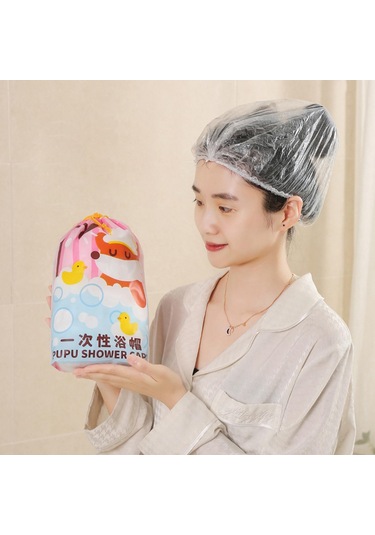 Suntek 100 Adet Tek Kullanımlık Duş Boneleri Elastik Banyo Beyaz