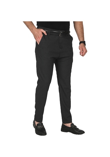 Deepsea Erkek Füme İtalyan Kesim Tüylenmez Likralı Spor Pantolon Esnek Kumaş Bilek Boy Boru Paça Klasik Pantolon 2502005 Füme