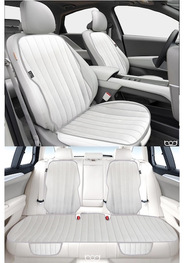 Bod Vodina Serisi Tay Tüyü Cepli Oto Koltuk Minder Seti Koltuk Koruma Kılıfı Ön Arka Set Gri