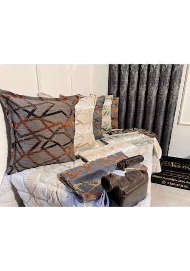 Nivemeshome Kırlent Kılıfı 45x45 Mateo 63-04 Yeşil-krem Yeşil+krem