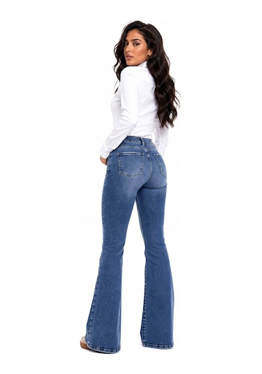 Dekploy Kadın İspanyol Paça Fit Jean Pantolon Bgl-st05451 Mavi