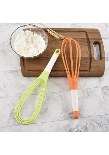 Silikon Saplı 2 İşlevli Çırpıcı Balon Ve Düz 1 Adet Çok Renkli