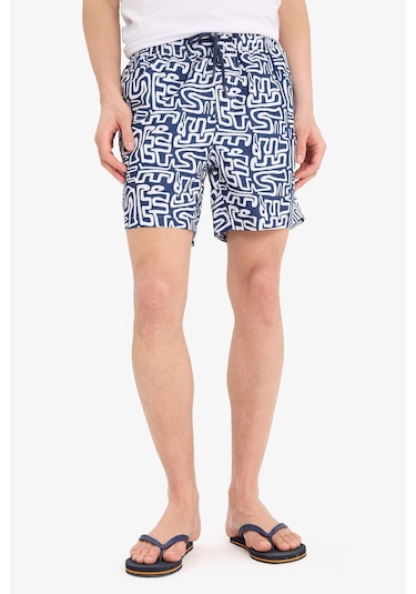 DeFacto Desenli File Astarlı Kısa Boy Deniz Şortu A7376AX25HSNV256 DeFacto Desenli File Astarlı Kısa Boy Deniz Şortu A7376AX25HSNV256