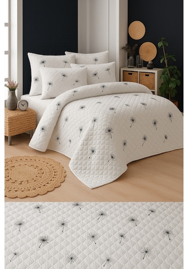 İbiza Çift Kişilik Kapitone Dolgulu Pike 4 Mevsim Baklava Dsn Yastık Kılıfı Dahil 200x230cm Beyaz