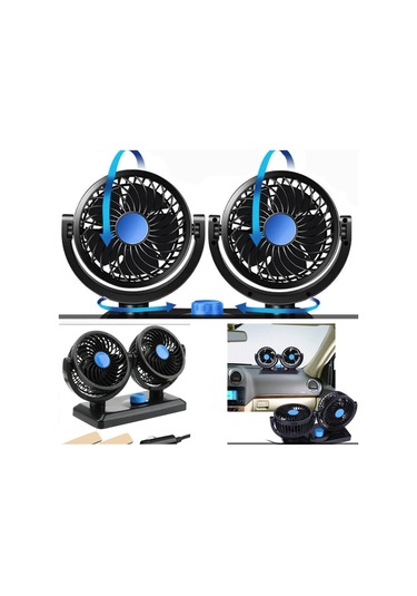 Point 360 Dönebilir 12V Araç Içi Torpido Üstü Çift Fanlı Oto Vantilatör