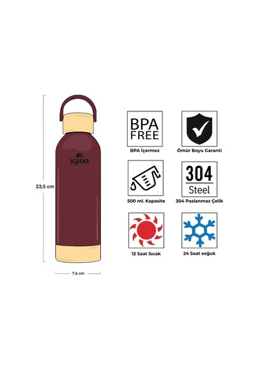 Igloo Hydrate Pro Termos 500 ML - Kırmızı