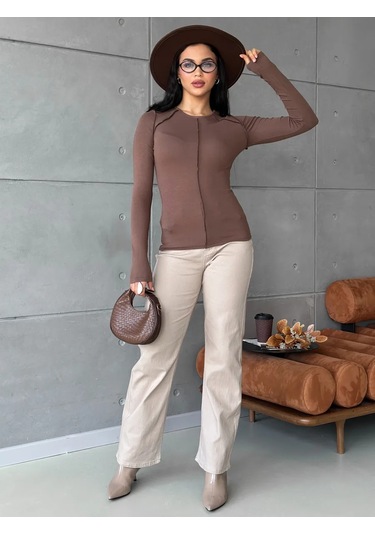 Innstyle Dar Kesim Uzun Kollu Bluz 482598031 Mocha