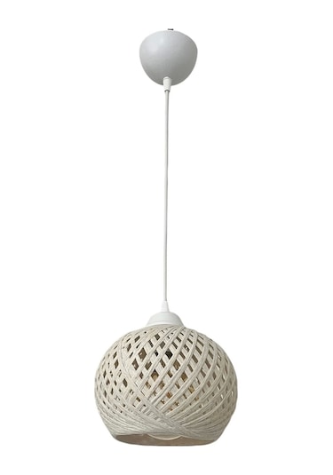 Sarkıt İp Top Avize 20cm Başlık Ampul Dahil Değildir 70cm Kablo Ahşap