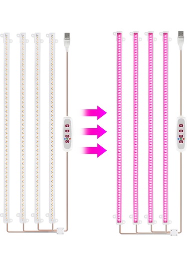 Yaozixa 8w Usb5v 168led Bitki Büyüme Lambası, 5 Seviye Aydınlatma, 8-16h Zamanlama, 226 Açı, 82.6lm Pembe Işık, Çift Kurulum Seçeneği 1+4 Diğer