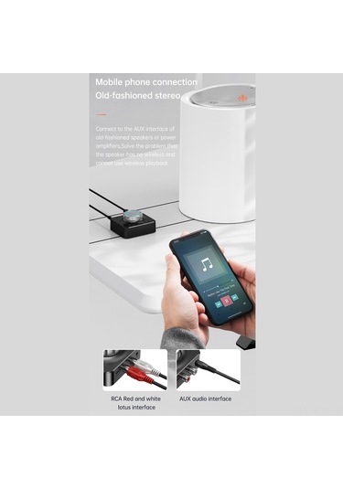 Suofeng C39 Bluetooth 5.0 Alıcı - Hi-fi Ses Aktarımı, 3d Ses Efekti, Mavi Işık, 3.5mm Aux Ve Rca Portları, Siyah