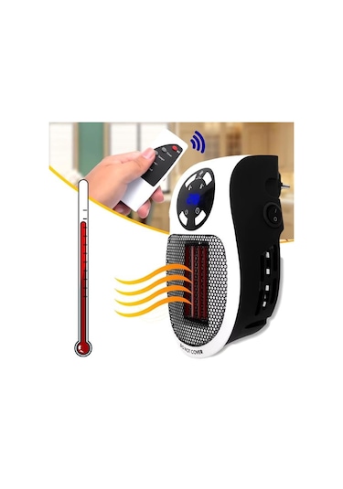 Powermaster Pm-20327 500 Watt Priz Tipi Uzaktan Kumandalı Taşınabilir Isıtıcı Zamanlayıcı - Otomatik Kapanma