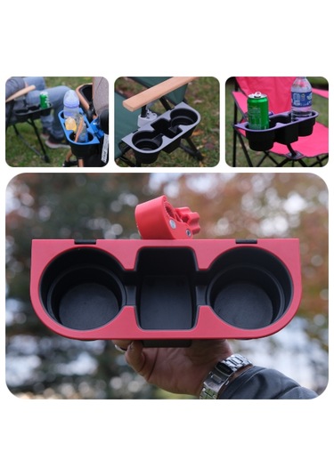 Bardak Tutucu Bardaklık Kamp Sandalyesi Aparat Kırmızı Renk Kırmızı