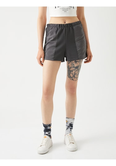 Koton Mini Şort Beli Lastikli Cep Detaylı Gri 3sal40132ık 3SAL40132IK031 Gri