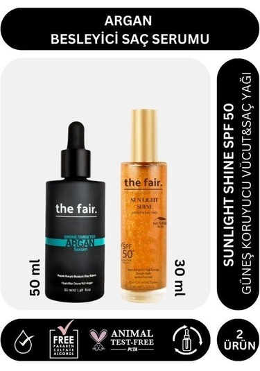 The Fair. Argan Besleyici Saç Serumu 50 Ml Ve Sunlight Shine Spf 50 Güneş Koruyucu Saç Yağı 30 Ml