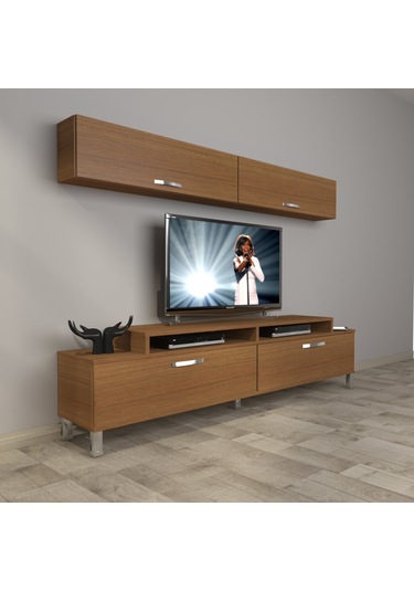 Decoraktiv Ekoflex 5 Slm Krom Ayaklı Tv Ünitesi Tv Sehpası Ceviz
