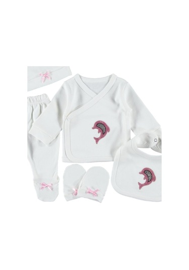 Taşlı Balık Pamuklu Kumaş Kız/erkek Bebek Zıbın Seti Kutulu Pembe