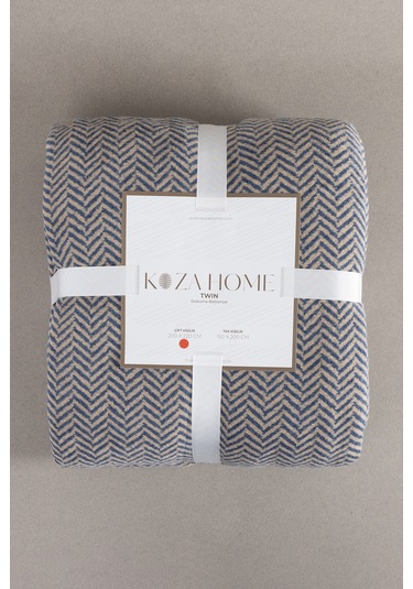 Twin Battaniye Soft Pamuklu Çift Kişilik Battaniye Kahve Mavi 200 Kahve Mavi