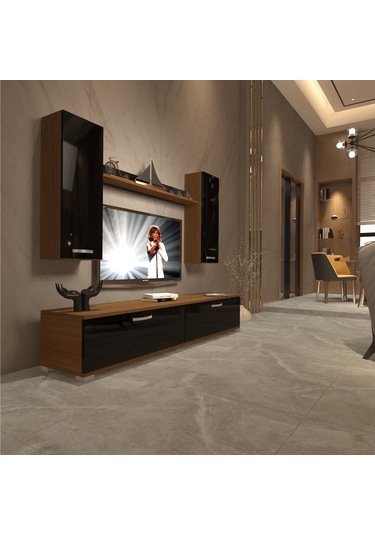 Decoraktiv Eko 7 Slm Std Tv Ünitesi Tv Sehpası Ceviz - Siyah