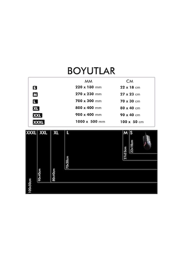 MP05 - 80x40 xLarge Siyah Gaming Mousepad Ev, Ofis, Oyun