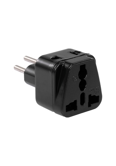 Yaleker Siyah Entegre Oval İsviçre Dönüştürücü Prizi - 5 Lü Universal Çıkışlı, 250v 16a Abs Malzeme