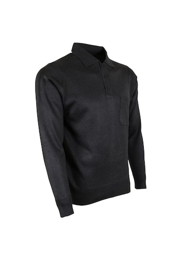 Erkek Füme Kazak Polo Yaka Yünlü Klasik Normal Kesim Rar00646