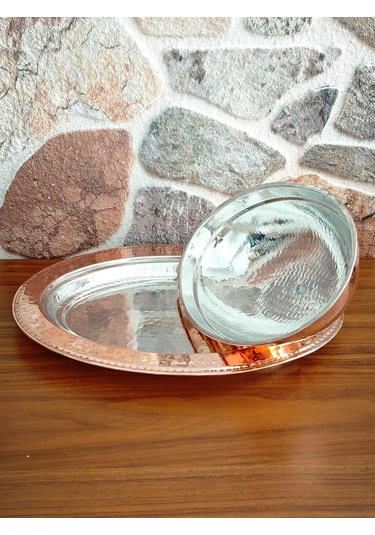 Modabakir Bakır Kapaklı Iskender Tabak, Oval Beyti Sahan 30cm