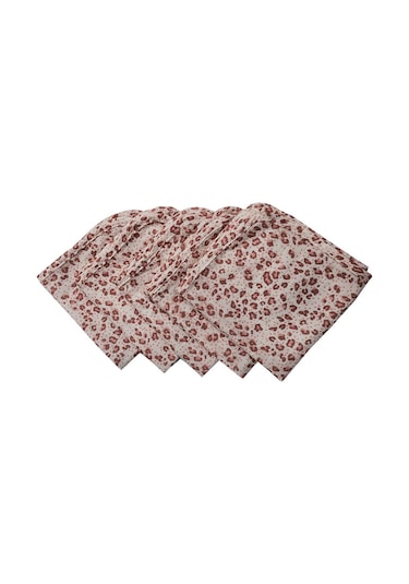 5 Adet Pembe Leopar Desen Müslin Bebek Ağız Bezi Pembe